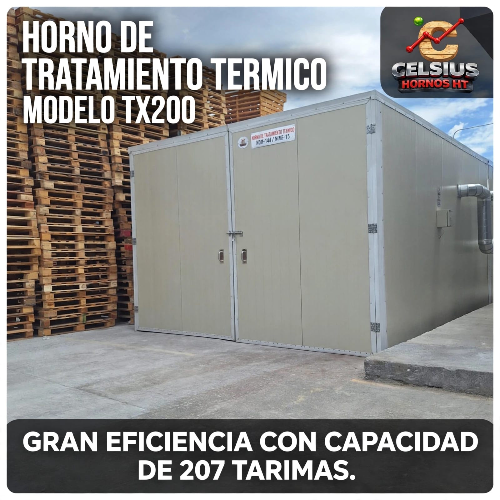 Horno para tarimas TX3 vista exterior frontal